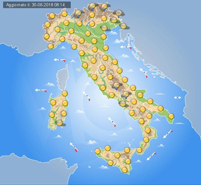 Previsioni meteo domani 30 giugno 2018