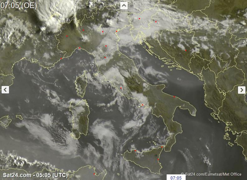 Temporali dal pomeriggio al Nord, condizioni meteo più stabili altrove - sat24.com