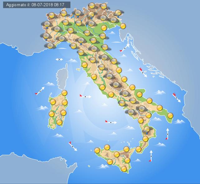 Previsioni meteo in Italia per domani 9 luglio 2018