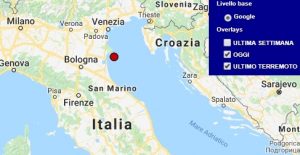 Terremoto oggi Emilia Romagna, 26 luglio 2018, scossa M 2.1 costa ferrarese - Dati Ingv