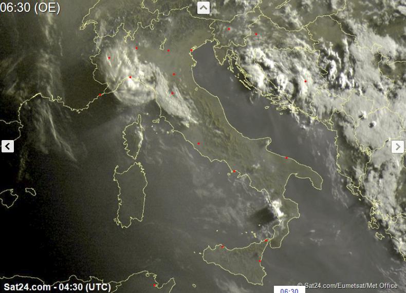 Sole e caldo in Italia ma anche temporali pomeridiani - sat24.com