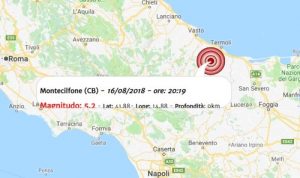 Terremoto oggi, scossa in provincia di Molise