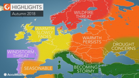 Tendenza meteo autunno 2018 secondo Accuweather.com