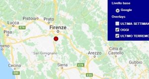 Terremoto oggi Toscana 1 settembre 2018, scossa M 2.0 provincia di Firenze - Dati Ingv