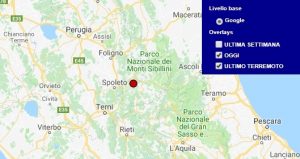 Terremoto oggi Umbria 8 settembre 2018, scossa M 2.2 provincia di Perugia - Dati Ingv
