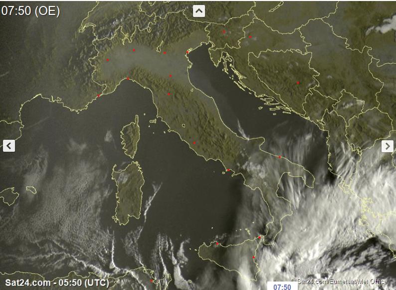 Tempo stabile sull'Italia, ciclone mediterraneo verso lo Ionio - sat24.com Tempo stabile sull'Italia, ciclone mediterraneo verso lo Ionio - sat24.com