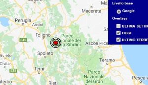 Terremoto oggi Umbria 1 ottobre 2018, scossa M 2.3 provincia di Perugia - Dati Ingv