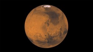Marte, nube bianca nei pressi di un vulcano