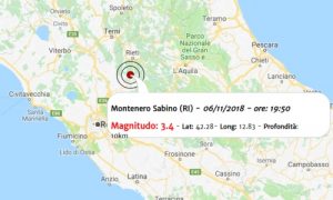 Terremoto oggi Lazio 6 novembre 2018
