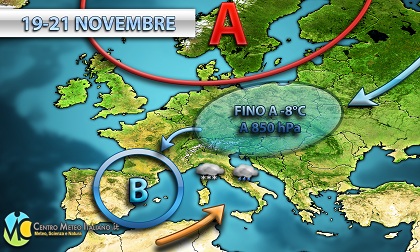 Tendenza meteo 19-23 novembre, maltempo e clima freddo