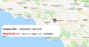 Terremoto oggi Campania, 11 dicembre 2018