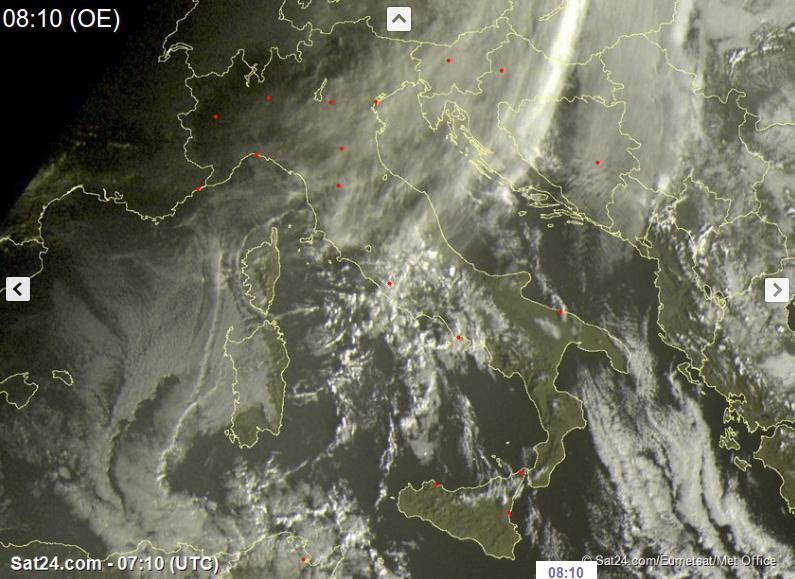 Tempo in peggioramento con piogge e neve al Centro-Sud - sat24.com