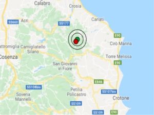 Terremoto oggi Calabria, giovedì  17-1-2019
