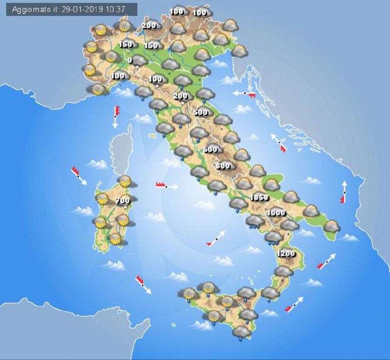 Meteo Domani 30 Gennaio 2019: neve in arrivo al centro-nord Italia