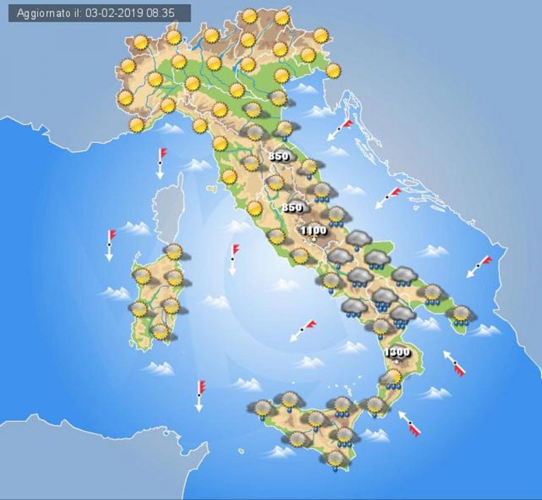 Meteo Domani 4 Febbraio 2019: Piogge E Temporali Su Medio Adriatico E Sud