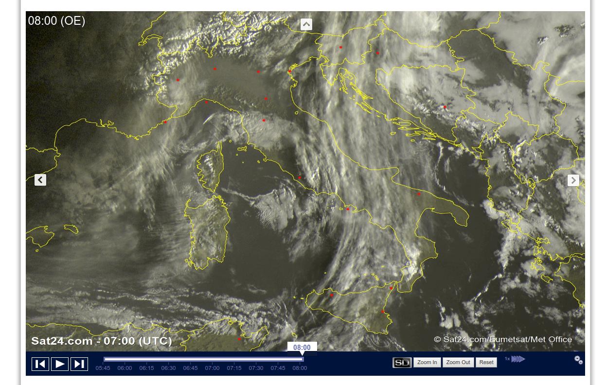 Tempo stabile sull'Italia salvo locali piogge al Sud - sat24.com
