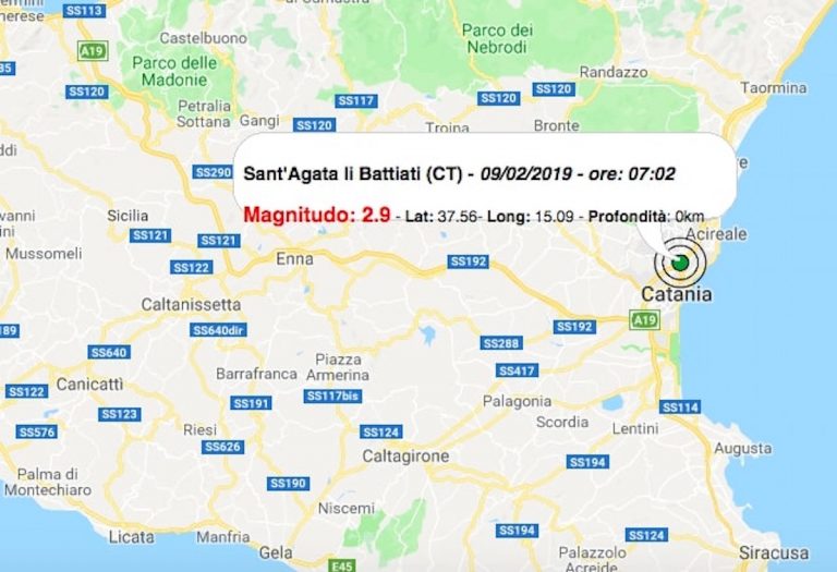 Terremoto oggi 9 febbraio 2019: scossa M 2.9 in Sicilia | DATI INGV