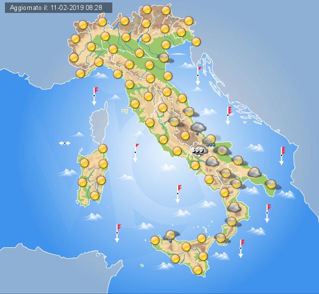 Meteo Domani 12 Febbraio 2019: piogge e neve al Sud Italia, rimonta l’anticiclone altrove
