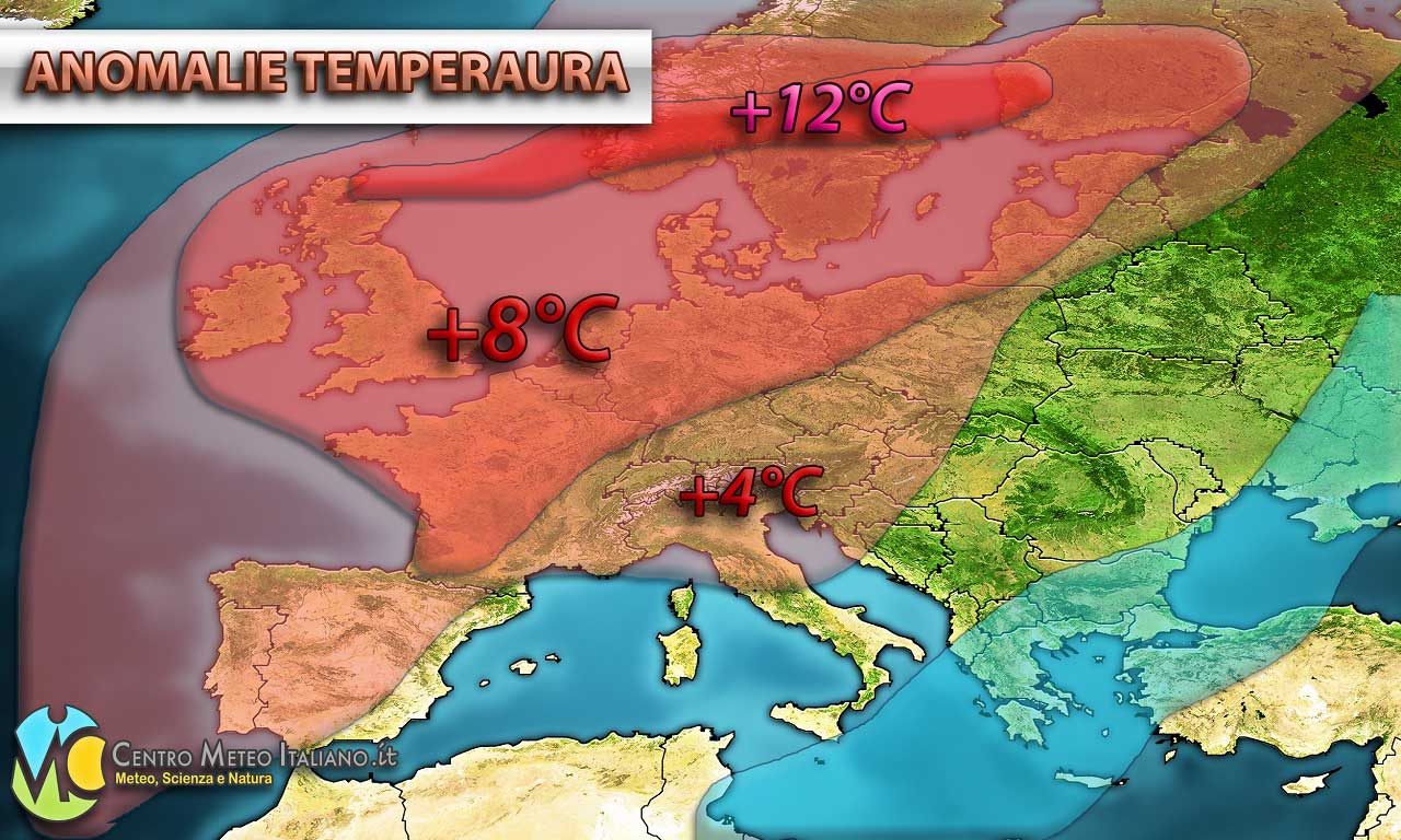 Importanti anomalie di temperatura sull'Europa nel corso dei prossimi giorni