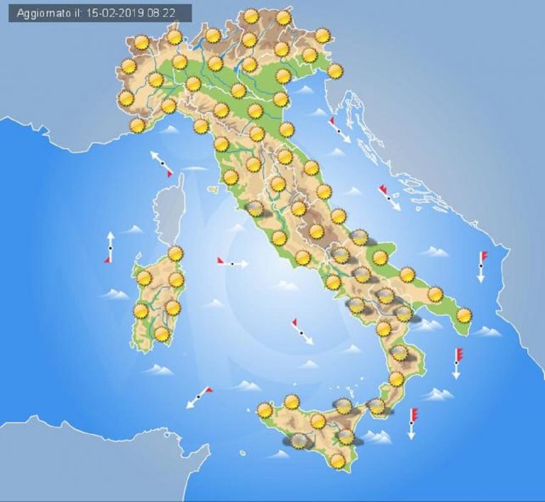 Meteo domani 16 Febbraio 2019: altra giornata di bel tempo con sole prevalente e clima mite
