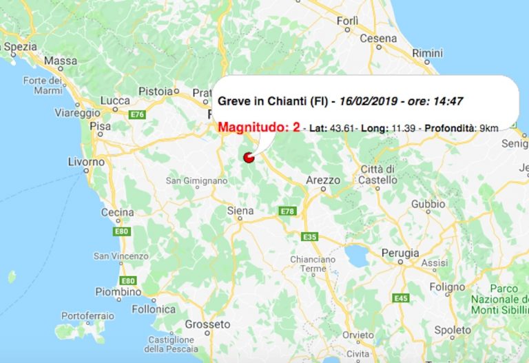 Terremoto oggi Toscana 16 febbraio 2019: scossa M 2.0 in provincia di Firenze – Dati INGV