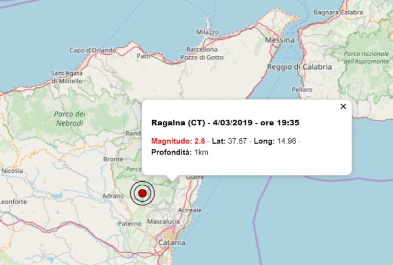 Terremoto Sicilia, in serata scossa M 2.6 in provincia di Catania