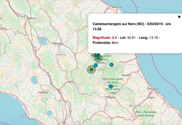 Terremoto Marche 6 marzo 2019: scossa M 2.4 in provincia di Macerata / I dati INGV Terremoto Marche 6 marzo 2019: scossa M 2.4 in provincia di Macerata / I dati INGV