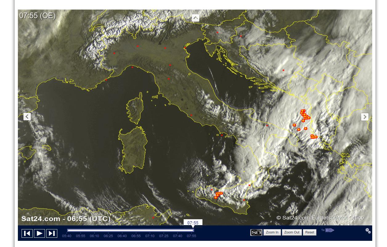 Temporali e neve al Sud Italia, condizioni meteo in miglioramento altrove - sat24.com