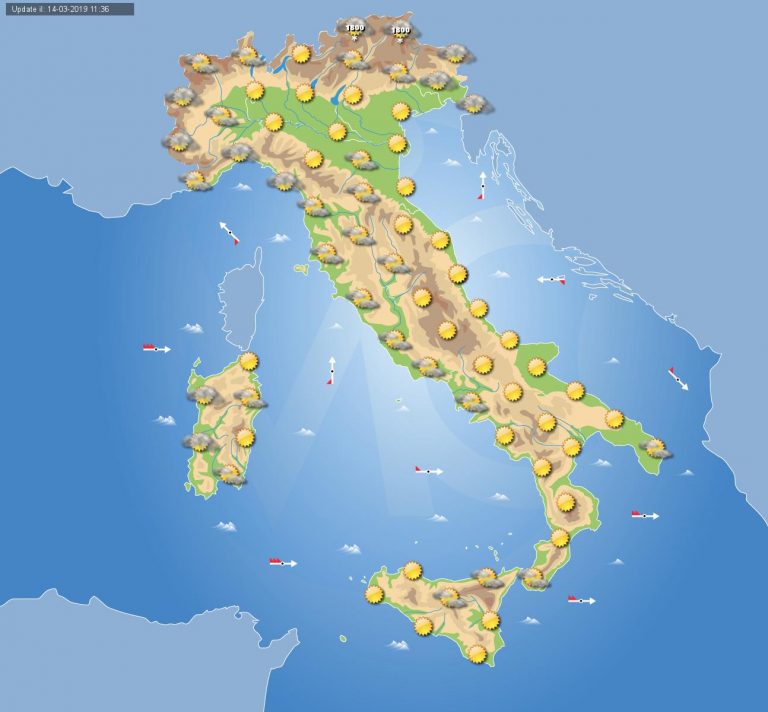 Meteo domani 15 Marzo 2019: sole prevalente in Italia e temperature in aumento Meteo domani 15 Marzo 2019: sole prevalente in Italia e temperature in aumento
