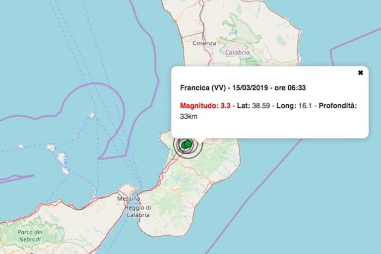 Terremoto 15 marzo 2019, scossa M 3.3 in Calabria | Sismi anche in Valle d’Aosta | I dati INGV