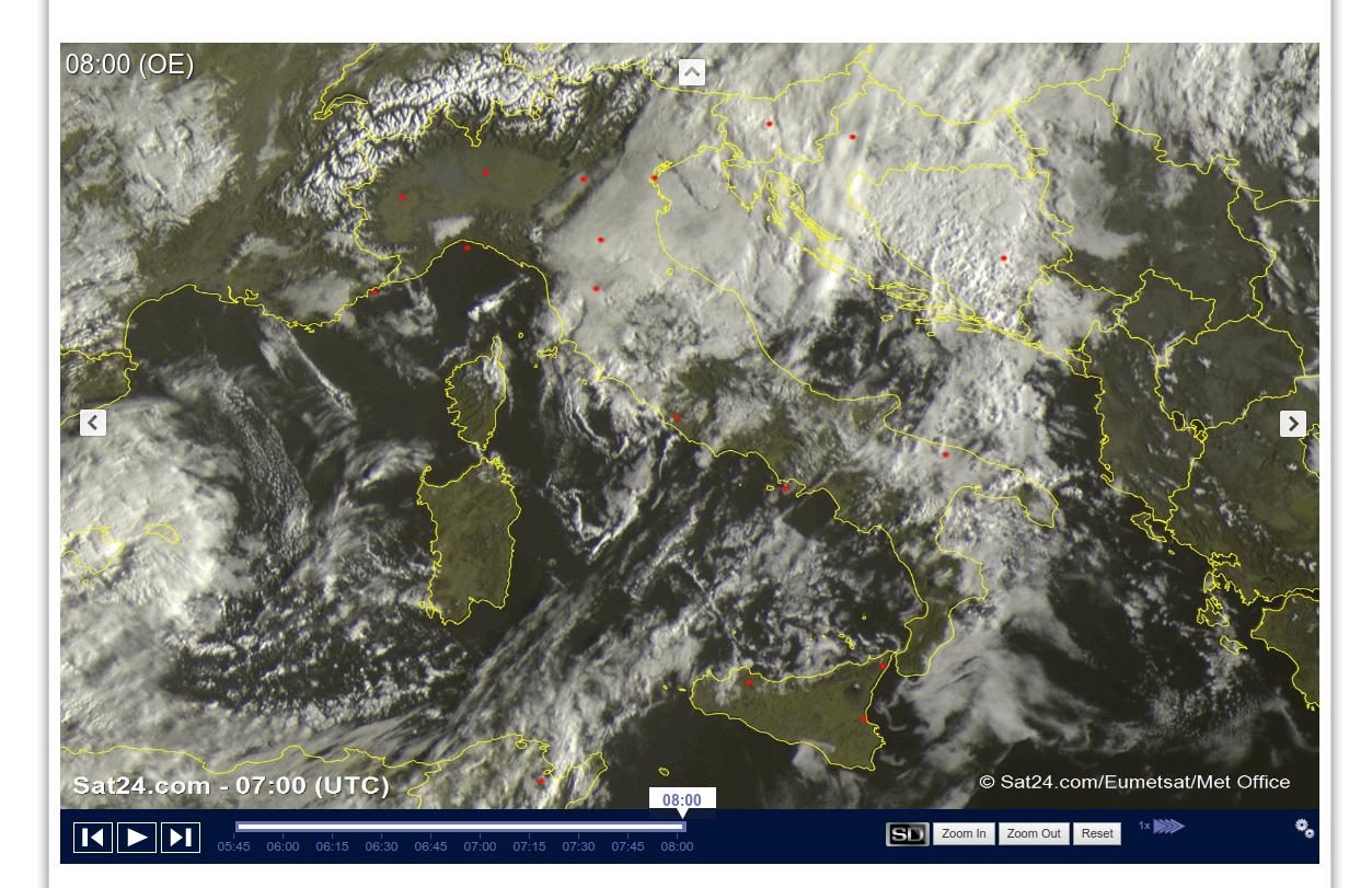 Molte nuvole con piogge e temporali al Centro-Sud, migliora altrove - sat24.com