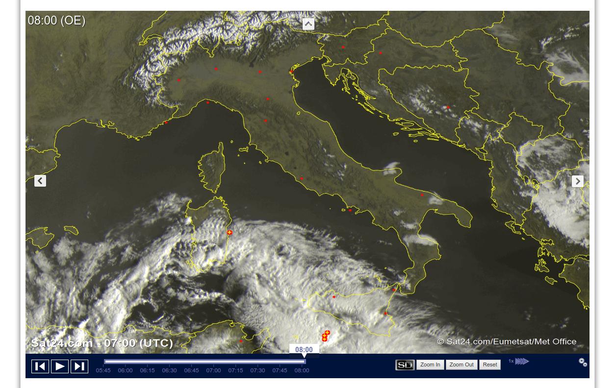 Tempo stabile con sole prevalente tranne che sulle Isole Maggiori - sat24.com