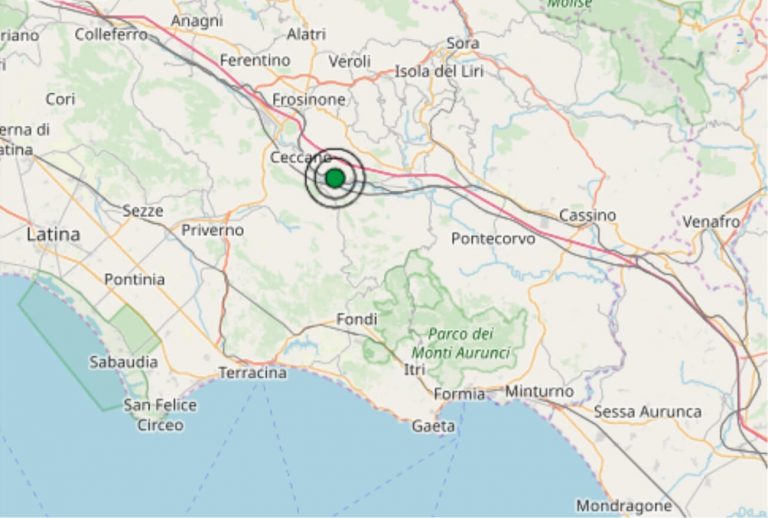 Terremoto oggi Lazio, venerdì 22 marzo 2019, scossa M 2.6 provincia Frosinone | Dati INGV