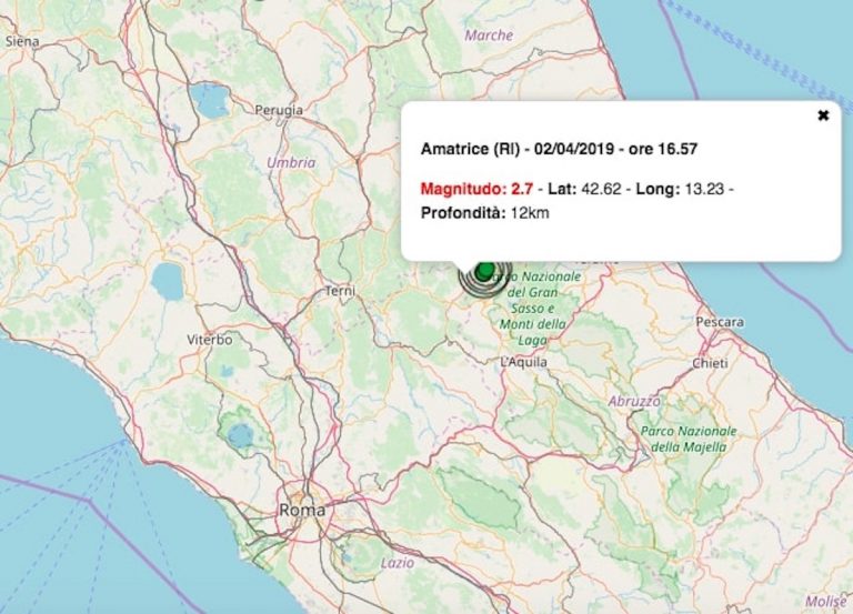 Terremoto oggi Lazio, 2 aprile 2019: scossa M 2.7 in provincia di Rieti – Dati INGV