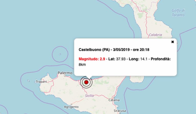 Terremoto oggi Sicilia, 3 maggio 2019: scossa M 2.9 in provincia Palermo – Dati INGV Terremoto oggi Sicilia, 3 maggio 2019: scossa M 2.9 in provincia Palermo – Dati INGV