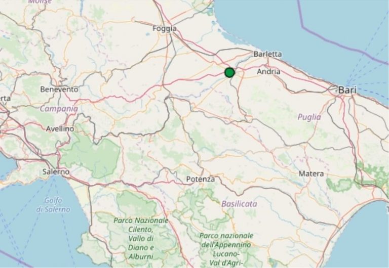 Terremoto oggi Puglia, 17 maggio 2019: scossa M 2.0 provincia di Barletta-Andria-Trani / Dati Ingv