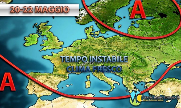 METEO – ancora piogge dal 20 al 25 maggio, tutti i dettagli per la prossima settimana