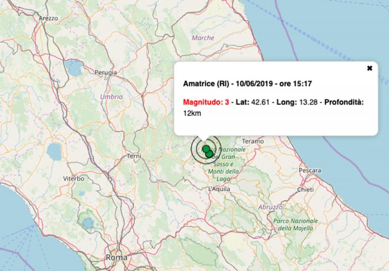 Terremoto oggi Lazio, 10 giugno 2019: scossa M 3.0 in provincia di Rieti | Dati INGV