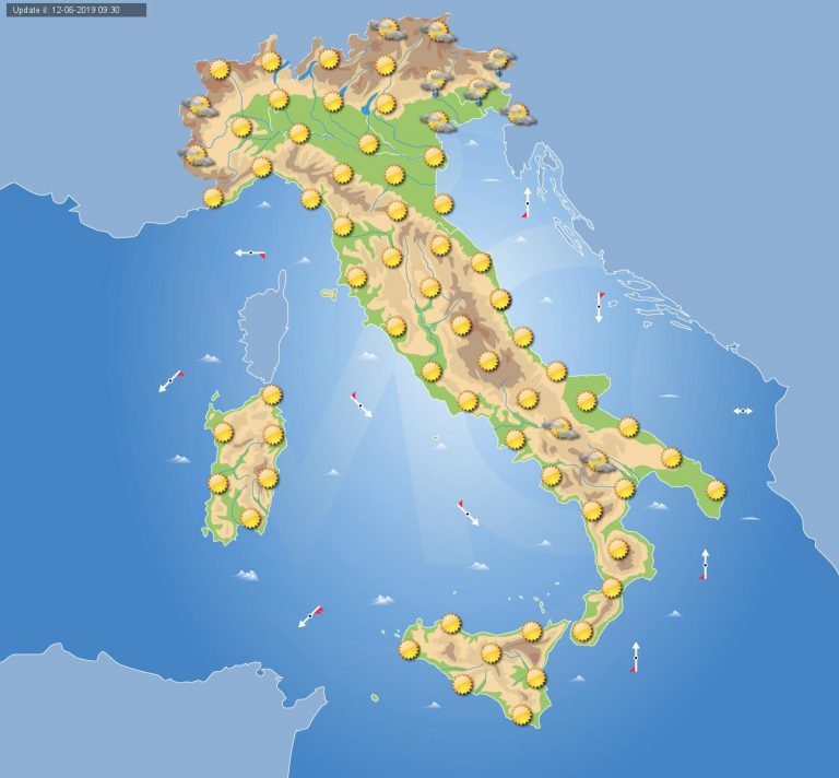 Meteo domani 13 Giugno 2019: tanto sole in Italia, locali disturbi al pomeriggio solo sul Friuli Meteo domani 13 Giugno 2019: tanto sole in Italia, locali disturbi al pomeriggio solo sul Friuli