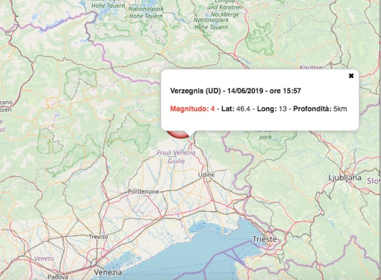 Terremoto oggi Friuli-Venezia Giulia, venerdì 14 giugno 2019: scossa M 4.0 in provincia di Udine | Dati INGV Terremoto oggi Friuli-Venezia Giulia, venerdì 14 giugno 2019: scossa M 4.0 in provincia di Udine | Dati INGV
