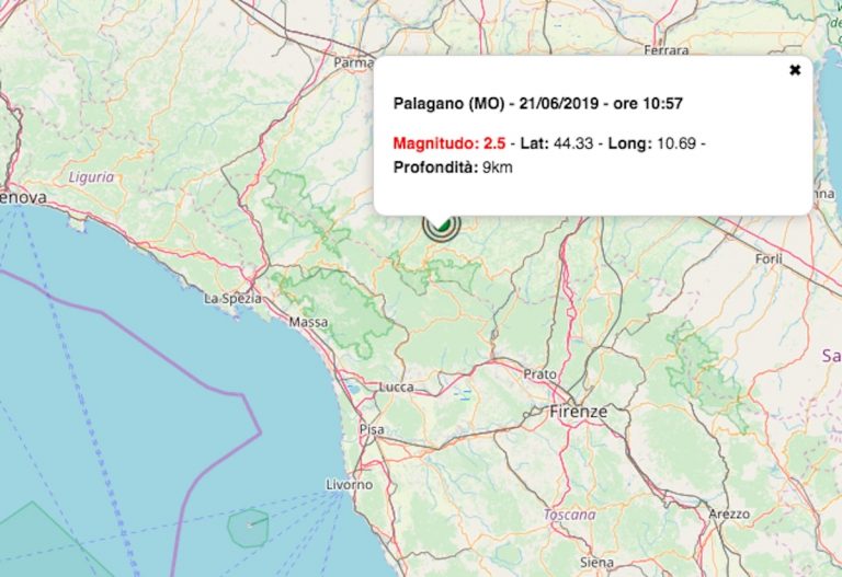 Terremoto Emilia-Romagna oggi 21 giugno 2019: scossa M 2.5 in provincia Modena | Dati INGV
