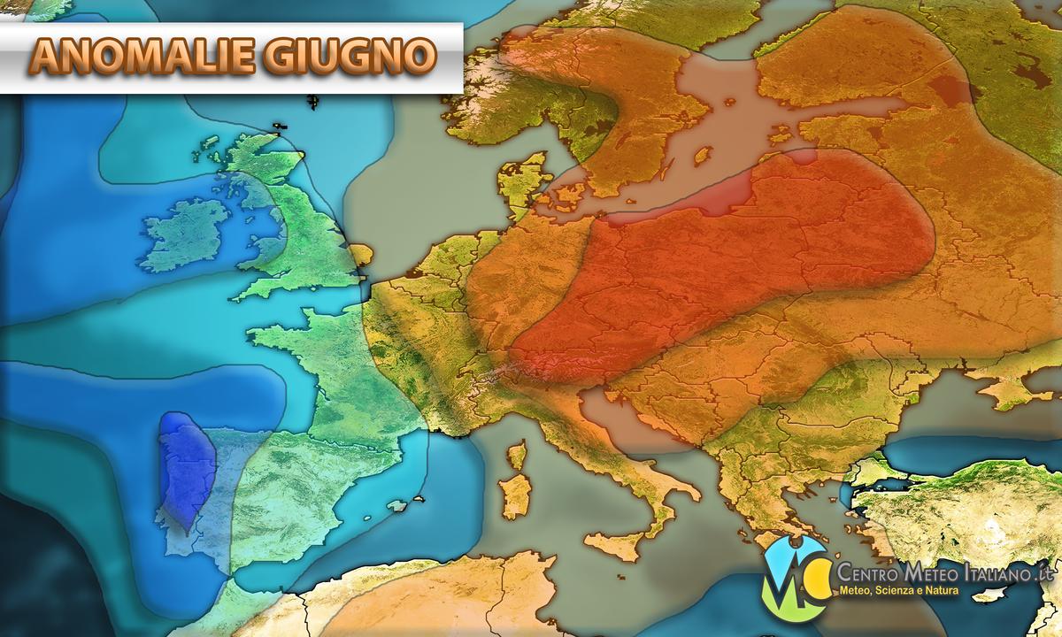 Anomalie di temperatura registrate nel mese di giugno 2019