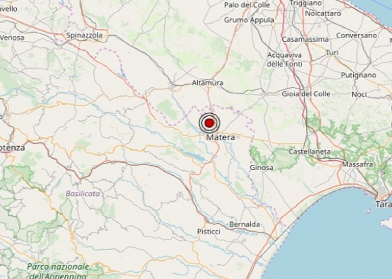 Terremoto oggi in Basilicata, 27 giugno 2019 scossa M. 2.4 a Matera – Dati Ingv