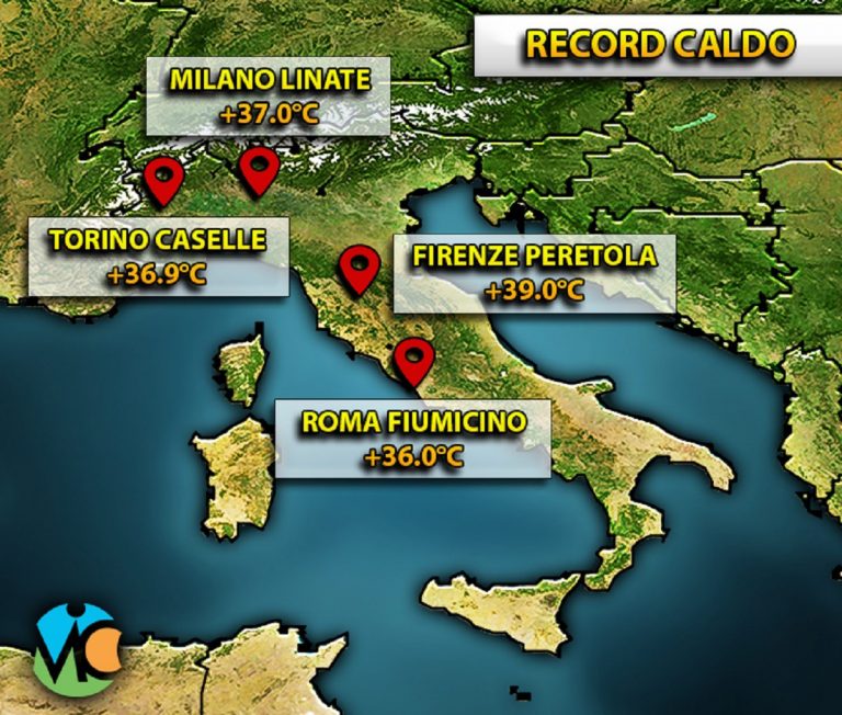 CALDO RECORD – superate le temperature di giugno 2003 in ITALIA