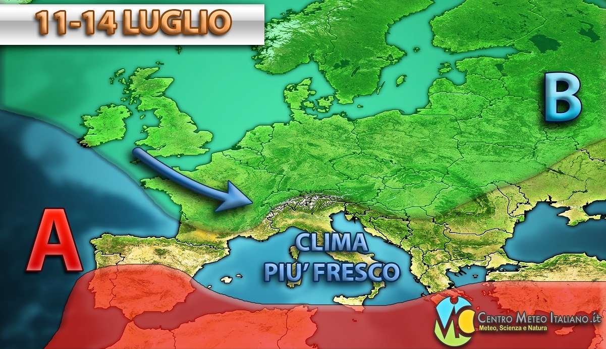 Settimana dinamica la prossima sull'Italia, con piogge e aria più fresca che saranno i tratti distintivi del meteo.