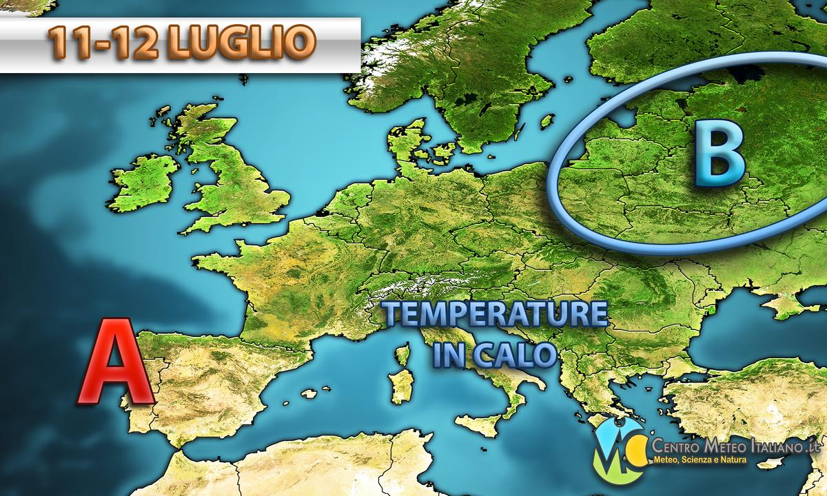 Temperature in calo per la metà del mese