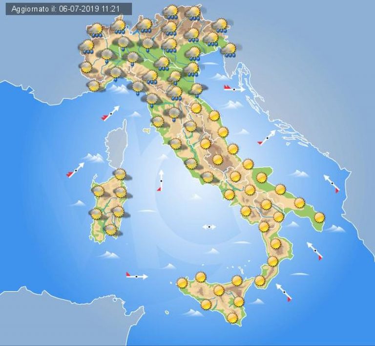 Meteo domani 7 luglio 2019: peggioramento in arrivo, temporali localmente molto intensi Meteo domani 7 luglio 2019: peggioramento in arrivo, temporali localmente molto intensi