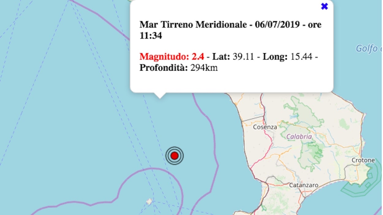 Terremoto in Calabria oggi, sabato 6 luglio 2019: scossa ...