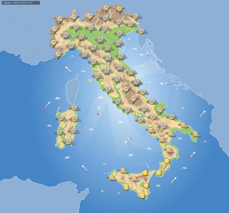 Meteo domani 9 luglio 2019: maltempo al pomeriggio al centro-nord Italia con piogge e temporali