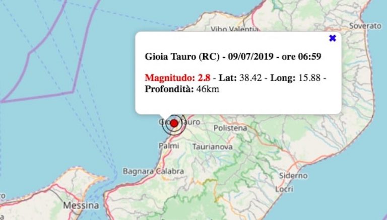 Terremoto in Calabria oggi, 9 luglio 2019: scossa M 2.8 in provincia di Reggio – Dati INGV